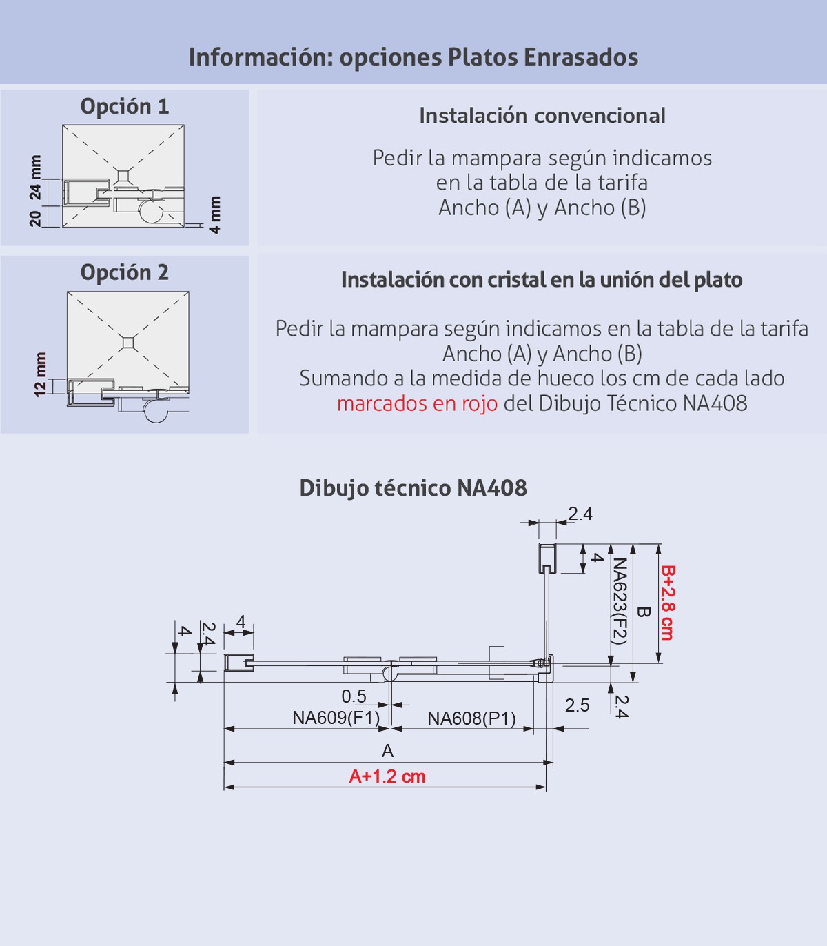 Frente de ducha Nardi abatible (NA408)