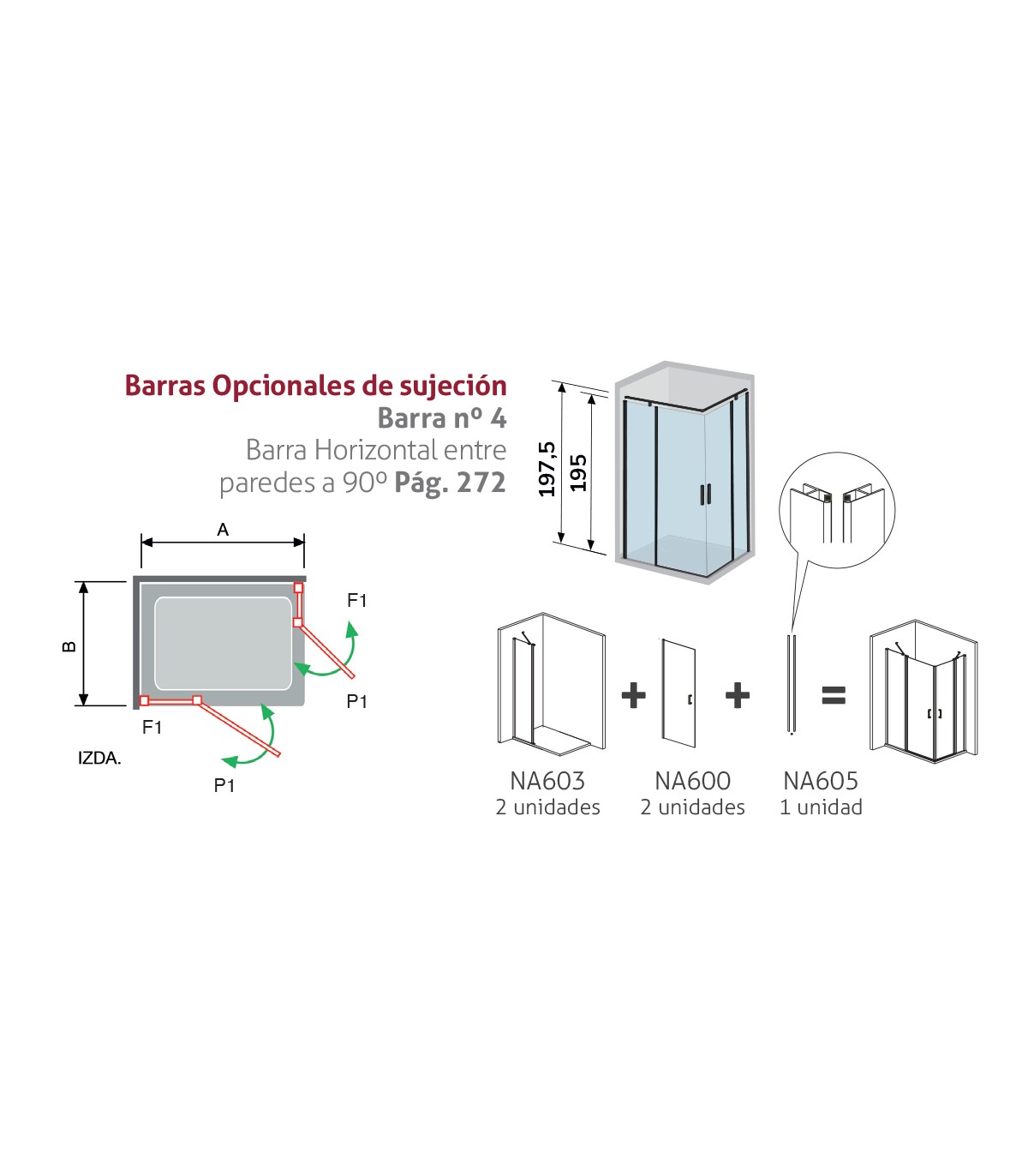 Angular de ducha Nardi abatible (NA505)