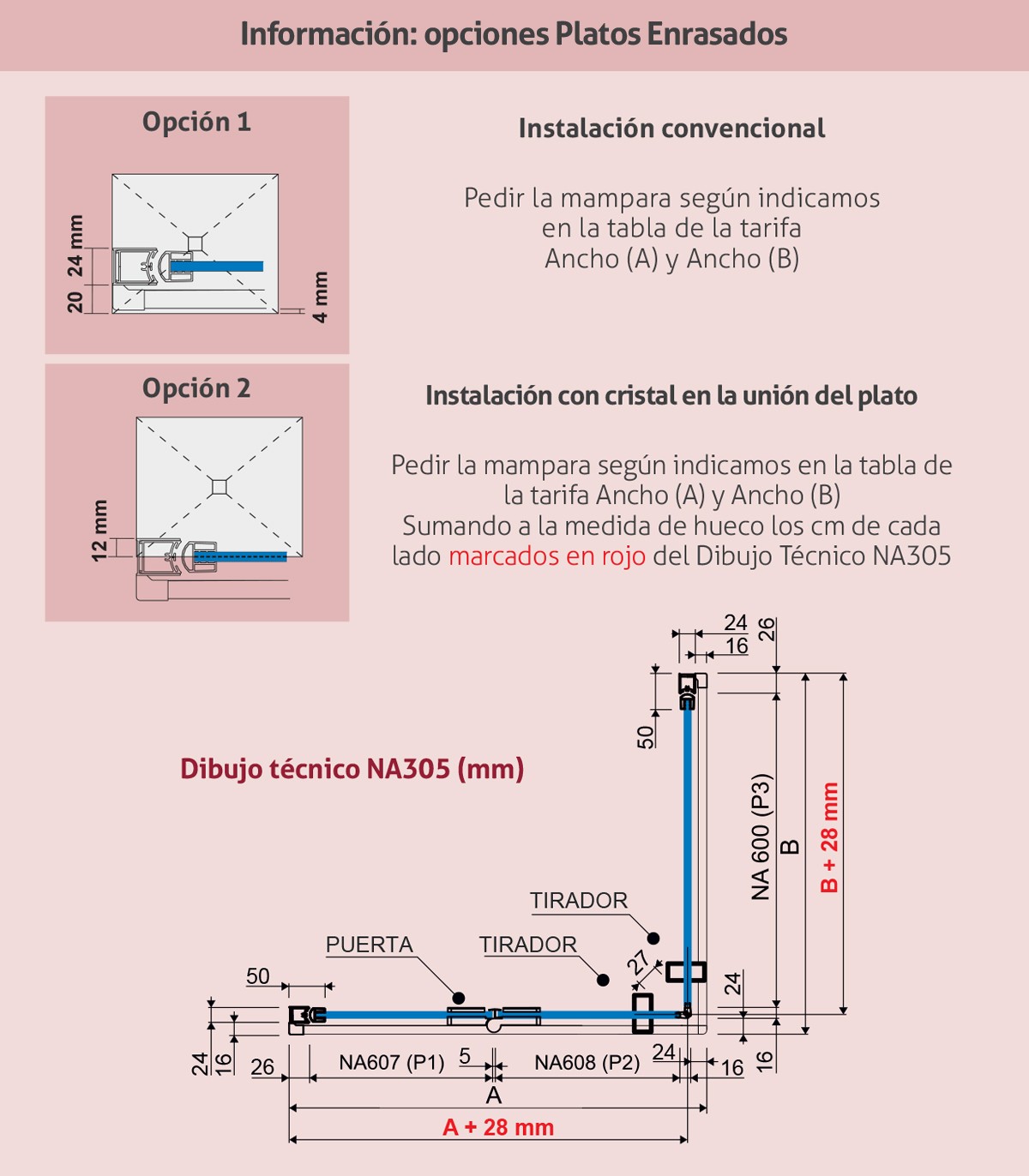 Angular de ducha Nardi plegable + abatible (NA305)
