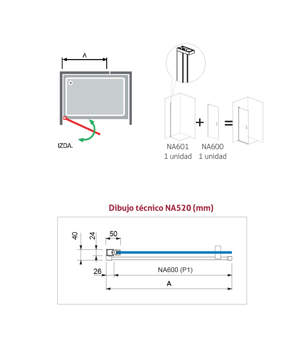 Panel fijo de ducha Nardi (NA520)