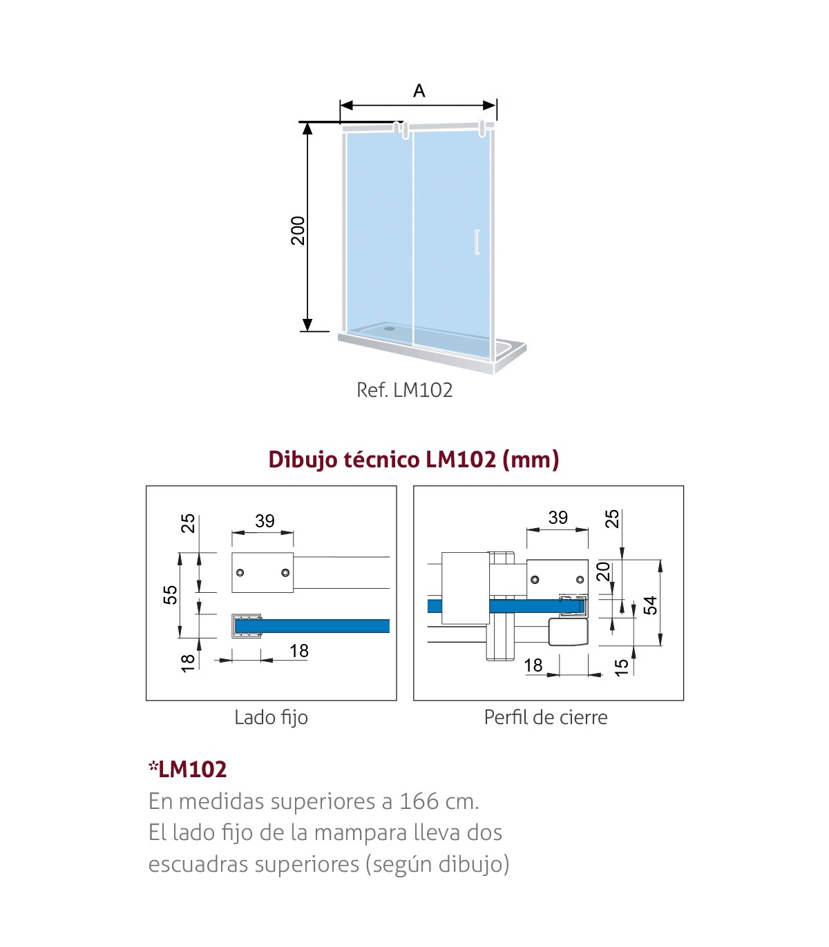Frente de ducha Slim acero (LM102)
