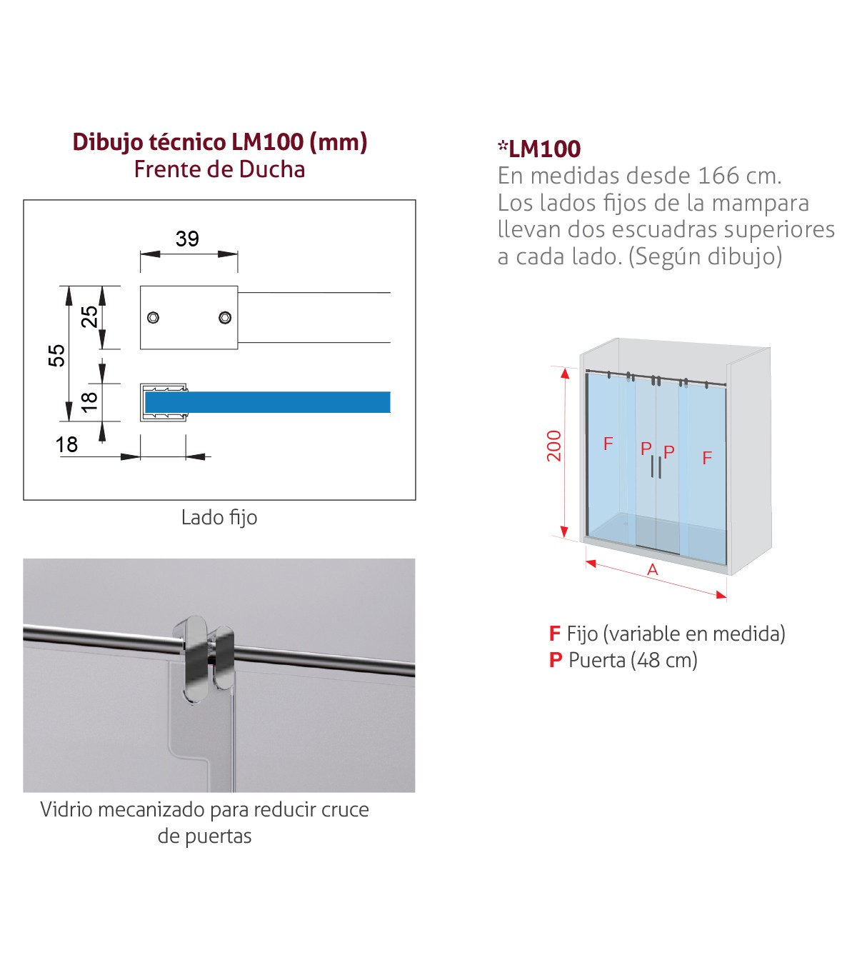 Frente de ducha Slim acero (LM100)