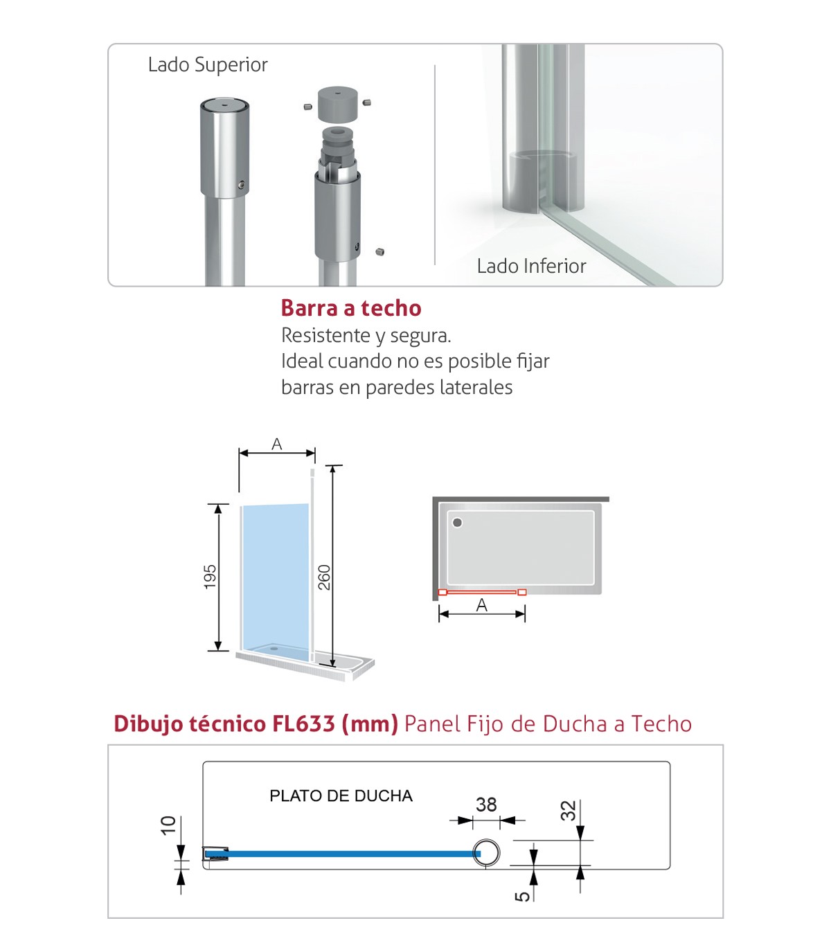Panel fijo de ducha Fresh Levante (FL633)