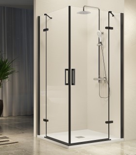 Angular de ducha 2 Puertas Abatibles NARDI perfil negro mate 70 x 70 cm