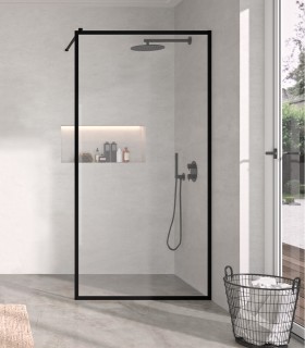 Mampara de ducha fija color negro Kassandra Fresh Negro Decorado industrial  FR 103 - Ideal Mamparas