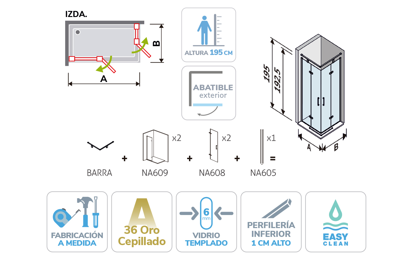 Dibujo técnico de NA405 a medida