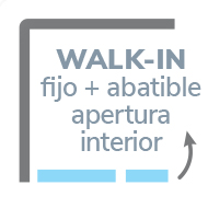 Walk-in fijo más abatible con apertura interior